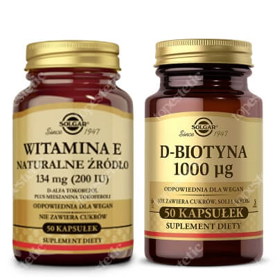 Solgar Skin And Hair Care ZESTAW Naturalna mieszanka tokoferoli 50 kaps + Zdrowa skóra i włosy (1000 ug) 50 kapsułek