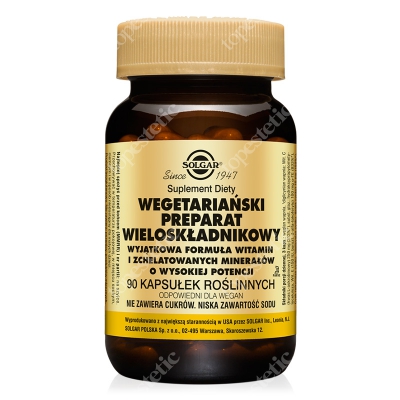 Solgar Wegetariański Kompleks Wieloskładnikowy Wyjątkowa formuła witamin i minerałów 90 kapsułek