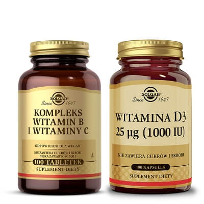 Solgar Witamin Set ZESTAW Witamina D3 100 kapsułek + Witamina B i C 100 szt