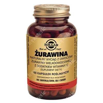 Solgar Żurawina Naturalny wyciąg z żurawiny wielkoowocowej z dodatkiem witaminy C 60 kapsułek