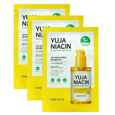 Some By Mi 30 Days Blemish Care Mask x 3 ZESTAW Rozjaśniająca maska na płachcie 1 szt. x 3
