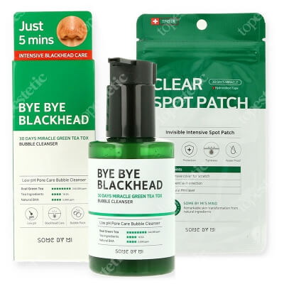 Some By Mi Bye Bye Blackhead + Clear Spot Patch ZESTAW Pianka szybkiego oczyszczania skóry 120 ml + Plasterki na wypryski 18 szt.