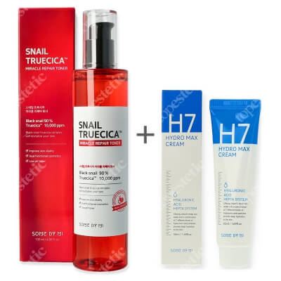 Some By Mi H7 Hydro Max Cream + Snail Truecica Miracle Toner ZESTAW Hipoalergiczny, łagodny leczniczy krem 50 ml + Silny regenerujący tonik idealny dla skóry uszkodzonej przez stan zapalny 135 ml