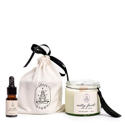 Soul Story Aromatherapy Forest ZESTAW Blend olejków eterycznych 10 ml + Świeca sojowa 230 ml