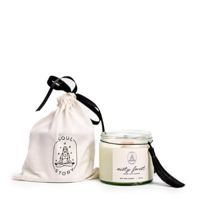 Soul Story Misty Forest Wood Candle Świeca sojowa z drewnianym knotem - zapach mokrego drewna, mchu i igliwia 230 ml