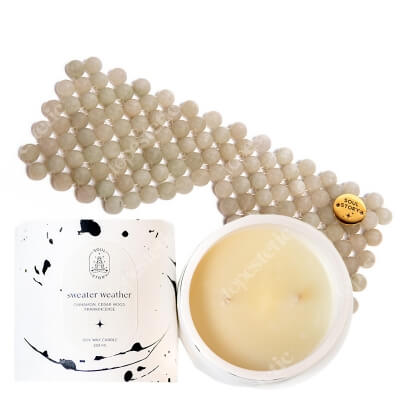 Soul Story Soul Ritual ZESTAW Świeca sojowa - zapach korzennych przypraw z nutami drewna 260 ml + Maska na oczy z naturalnych kamieni jadeitowych 1 szt