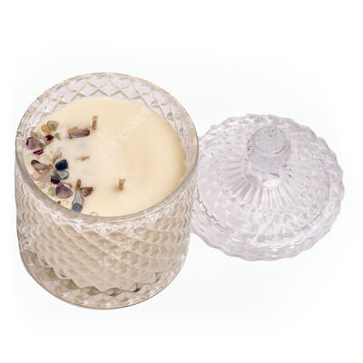 Soul Story Soul Sister Crystals Candle Świeca sojowa z kamieniami fluorytu - zapach bergamotki, mandarynki i liści pomarańczy 230 ml