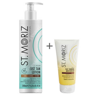 St Moriz 1 Hour Fast Tan Lotion + Daily Face Tanning Moisturiser Light ZESTAW Balsam samoopalający 200 ml + Samoopalający krem do twarzy 75 ml