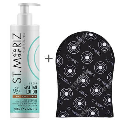 St Moriz 1 Hour Fast Tan Lotion + Tanning Applicator Mitt ZESTAW Błyskawiczny balsam samoopalający 200 ml + Rękawica 1 szt