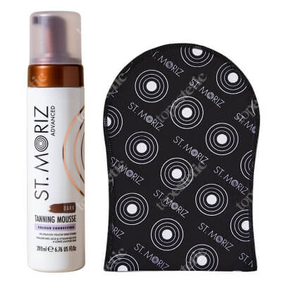 St Moriz Colour Correct Tanning Mousse Dark Set ZESTAW Samoopalająca pianka o ciemnym odcieniu 200 ml + Rękawica 1 szt