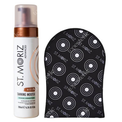 St Moriz Colour Correct Tanning Mousse Medium Set ZESTAW Samoopalająca pianka o średnim odcieniu 200 ml + Rękawica 1 szt