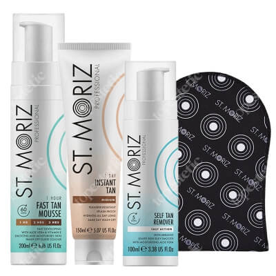 St Moriz Favorite Set ZESTAW Mus samoopalający 200 ml + Zmywalny bronzer 150 ml + Rękawica 1 szt + Pianka do usuwania opalenizny 100 ml