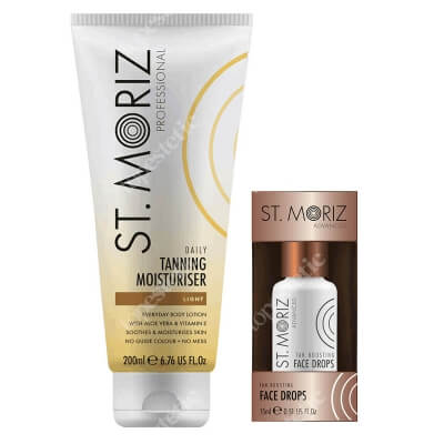 St Moriz Golden Glow Body And Face ZESTAW Balsam nawilżający, stopniowo budujący opaleniznę 200 ml + Serum samoopalające do twarzy 15 ml