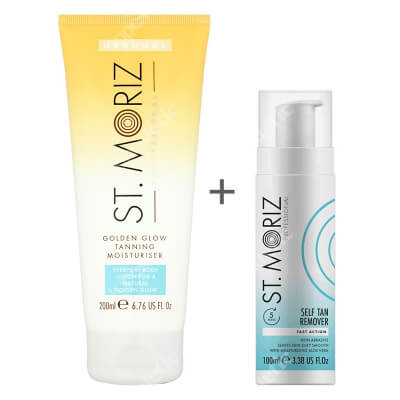 St Moriz Golden Glow Tanning Moisturizer + Self Tan Remover ZESTAW Balsam stopniowo budujący opaleniznę 200 ml + Pianka do usuwania opalenizny 100 ml