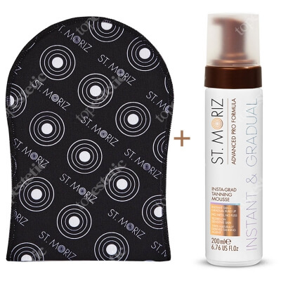 St Moriz Insta-Grad Tanning Mousse + Tanning Applicator Mitt ZESTAW Mus stopniowy rozwój koloru, nie wymagający zmywania 200 ml + Rękawica