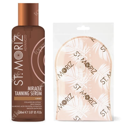 St Moriz Miracle Tanning Set ZESTAW Samoopalające serum redukujące efekty starzenia się skóry 150 ml + Rękawica 1 szt