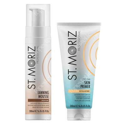 St Moriz Perfect Tanning Set ZESTAW Peeling przygotowujący skórę do opalania 200 ml + Mus samoopalający o średnim odcieniu (Medium) 200 ml