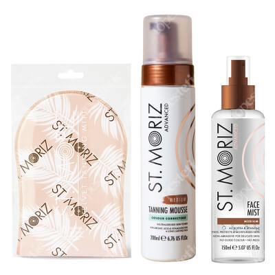 St Moriz Skin Colour Perfect ZESTAW Samoopalająca pianka o średnim odcieniu 200 ml + Samoopalająca mgiełka do twarzy 150 ml + Rękawica 1 szt