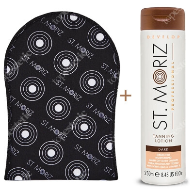 St Moriz Tanning Lotion Dark + Tanning Applicator Mitt ZESTAW Balsam samoopalający (ciemny) 250 ml + Rękawica