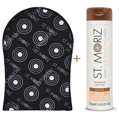 St Moriz Tanning Lotion Medium + Tanning Applicator Mitt ZESTAW Balsam samoopalający (średni) 250 ml + Rękawica