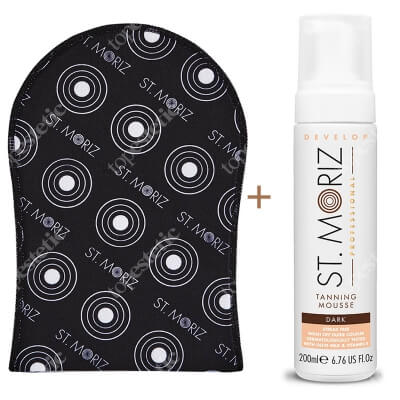 St Moriz Tanning Mousse Dark + Tanning Applicator Mitt ZESTAW Mus samoopalający (ciemny) 200 ml + Rękawica