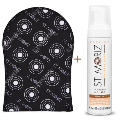 St Moriz Tanning Mousse Medium + Tanning Applicator Mitt ZESTAW Mus samoopalający (średni) 200 ml + Rękawica