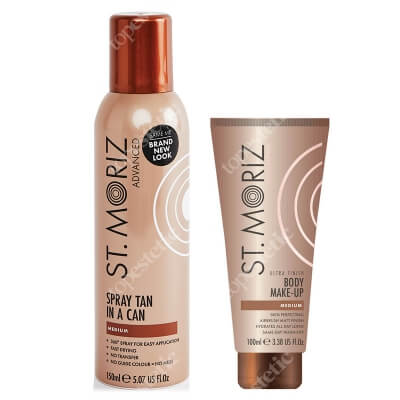 St Moriz Ultra Finish + Spray Tan In A Can Medium ZESTAW Makijaż ciała udoskonalający skórę 100 ml + Opalająca mgiełka do ciała 150 ml