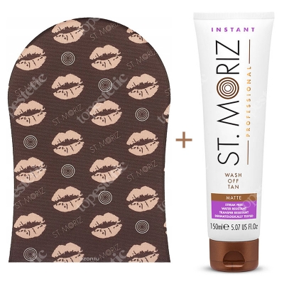 St Moriz Wash Off Tan Matte + Tanning Applicator Mitt ZESTAW Bronzer do ciała (średni matowy) 150 ml + Rękawica