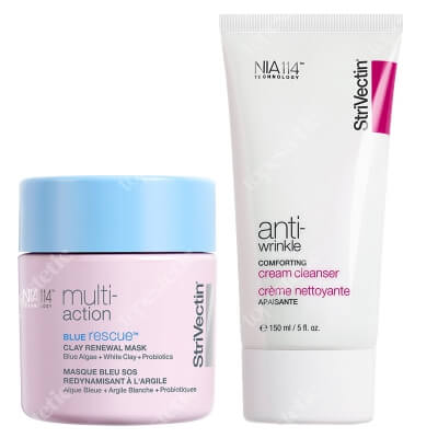 Strivectin Anti - Wrinkle Cleanser + Blue Rescue Clay Renewal Masque ZESTAW Preparat oczyszczający 150 ml + Maska do twarzy z glinką 94 g