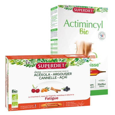 Super Diet Acerola + Actimincyl Fat Burner ZESTAW Energia i odporność 20x15 ml + Spalanie tłuszczu 20x15ml