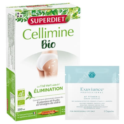 Super Diet Cellimine Slimming + Exuviance Professional AF VITAMIN C Serum Capsules ZESTAW Super diet wyszczuplanie 20x15 ml + Exuviance kapsułki 3 szt