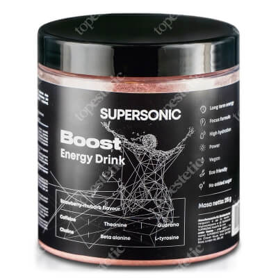 Supersonic Boost Energy Drink Napój energetyczny do treningu i pracy umysłowej - Truskawka, rabarbar 215 g