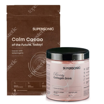 Supersonic Collagen Beauty Drink + Calm Cacao ZESTAW Kolagen - Porzeczka, mięta 185 g + Kakao z ashwagandhą 225 g
