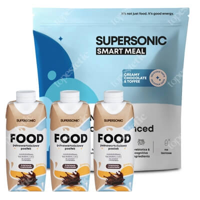 Supersonic Food Ready to Drink x 3 + Smart Meal ZESTAW Kremowa czekolada 330 ml x 3 + Kremowa czekolada z toffee 1300 g