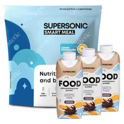 Supersonic Food Ready to Drink x 3 + Smart Meal ZESTAW Kremowa czekolada 330 ml x 3 + Sernik cytrynowy 1300 g