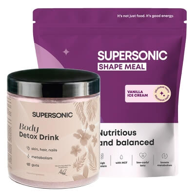 Supersonic Shape Meal + Body Detox Drink ZESTAW Posiłek o smaku lodów waniliowo-śmietankowych 780g + Napój o smaku wiśni 336 g