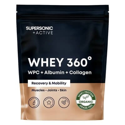 Supersonic WHEY 360° GRASS-FED Odżywka białkowa o smaku białej czekolady z malinami 500 g