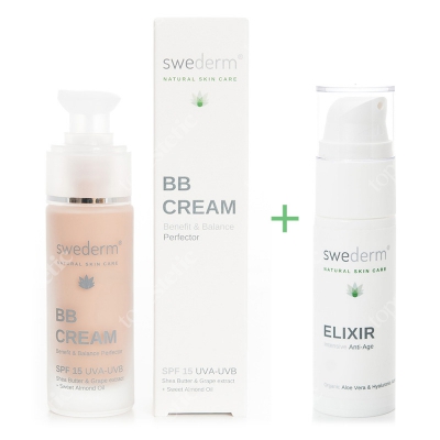Swederm Elixir + BB Cream SPF 15 UVA-UVB ZESTAW Serum przeciwstarzeniowe i wygładzające 30 ml + Krem BB do twarzy SPF15 30 ml