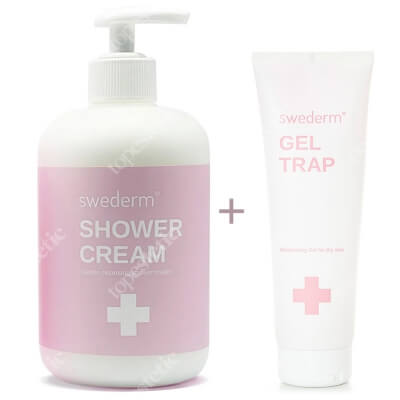 Swederm Gel Trap + Shower Cream ZESTAW Intensywnie nawilżający żel do ciała z kwasem hialuronowym i witaminą E 250 ml + Krem myjący pod prysznic 500 ml