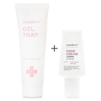 Swederm Hand Cream Jasmin Pear + Gel Trap ZESTAW Jaśminowy krem do dłoni 50 ml + Intensywnie nawilżający żel do ciała z kwasem hialuronowym i witaminą E 250 ml