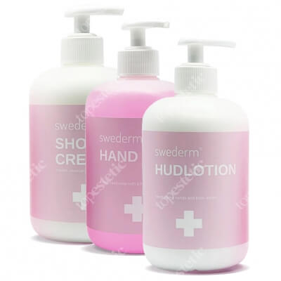 Swederm Hudlotion + Hand Soap + Shower Cream ZESTAW Nawilżający balsam do ciała 500 ml + Mydło do dłoni 500 ml + Krem myjący pod prysznic 500 ml