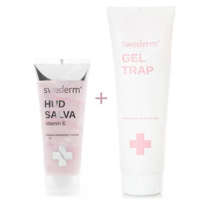 Swederm Hudsalva Vitamin E + Gel Trap ZESTAW Silnie natłuszczająca maść wzbogacona witaminą E 100 ml + Intensywnie nawilżający żel do ciała z kwasem hialuronowym i witaminą E 2