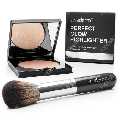 Swederm Perfect Glow Highlighter + Big Brush ZESTAW Złoty rozświetlacz + duży pędzel