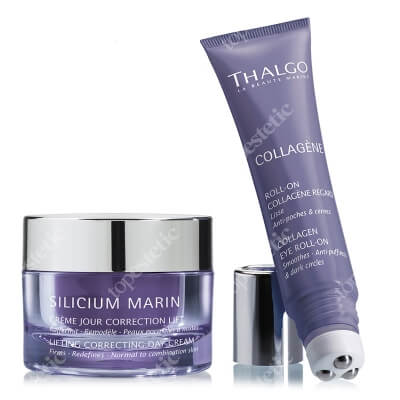 Thalgo Collagen Eye Roll On + Silicium Cream ZESTAW Żel z kolagenem do pielęgnacji okolic oczu 15 ml + Krem krzemowy 15 ml