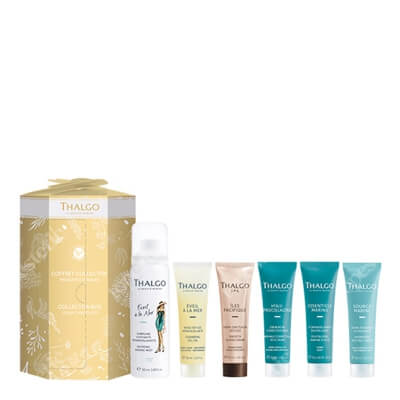 Thalgo Collector Box With Iconic Products ZESTAW Mgiełka morska 50 ml + Oczyszczający żel 30 ml + Krem 30 ml + Krem 30 ml + Peeling 30 g + Krem do ciała 30 ml