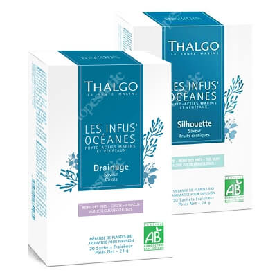 Thalgo Detox And Slim ZESTAW Organiczna herbata oczyszczająco-drenująca 20 saszetek + Organiczna herbata wspomagająca odchudzanie 20 saszetek