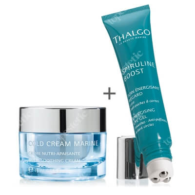 Thalgo Energising Eye Gel + Nutri Soothing Cream ZESTAW Żel roll-on do pielęgnacji skóry wokół oczu 15 ml + Odżywczy i łagodzący krem 15 ml