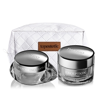 Thalgo Exception Ultime Eyes Lips + Exception Ultime Cream + Kosmetyczka ZESTAW Krem do pielęgnacji okolic oczu i ust 15 ml + krem 50 ml + kosmetyczka