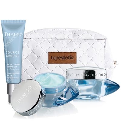 Thalgo Hydra Marine Set ZESTAW Krem nawilżający 24 h 50 ml + Serum nawilżające 30 ml + Regenerujący krem nocny 50 ml + Biała, pikowana