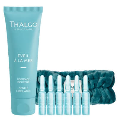 Thalgo Hydration Set ZESTAW Peeling 50 ml + 7-dniowa kuracja nawilżająca 7 x 1,2 ml + Opaska kosmetyczna 1 szt GRATIS
